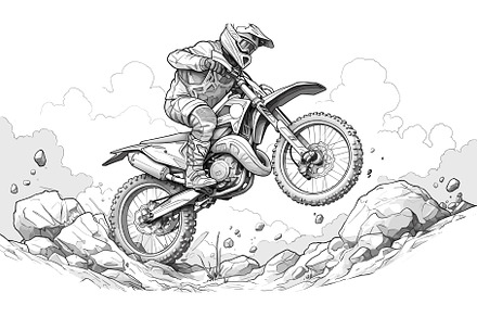Motorcyclist on Enduro Bike Flying, a Sport Illustration by LadadikArt