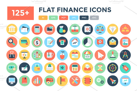 125 Flat Finance Icons