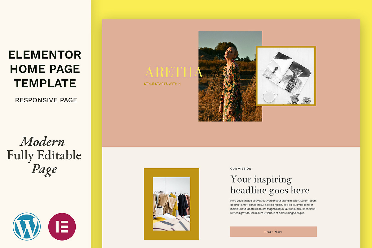 Home Page Elementor Template WP, a Landing Page Template by Eva Cogollos Studio (Photo 1 of 5)