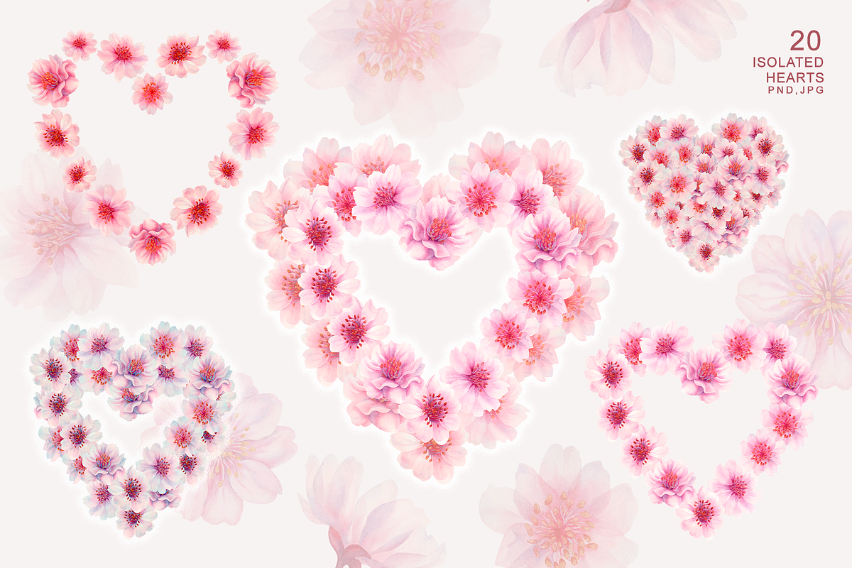 Cherry Blossom Hearts, a Decorative Illustration by EL_SUHOVA (Photo 4 of 15)