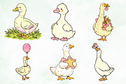 Watercolor Whimsical Cute Goose PNG, an Animal Illustration by Creative Art (Thumbnail 6 of 8)