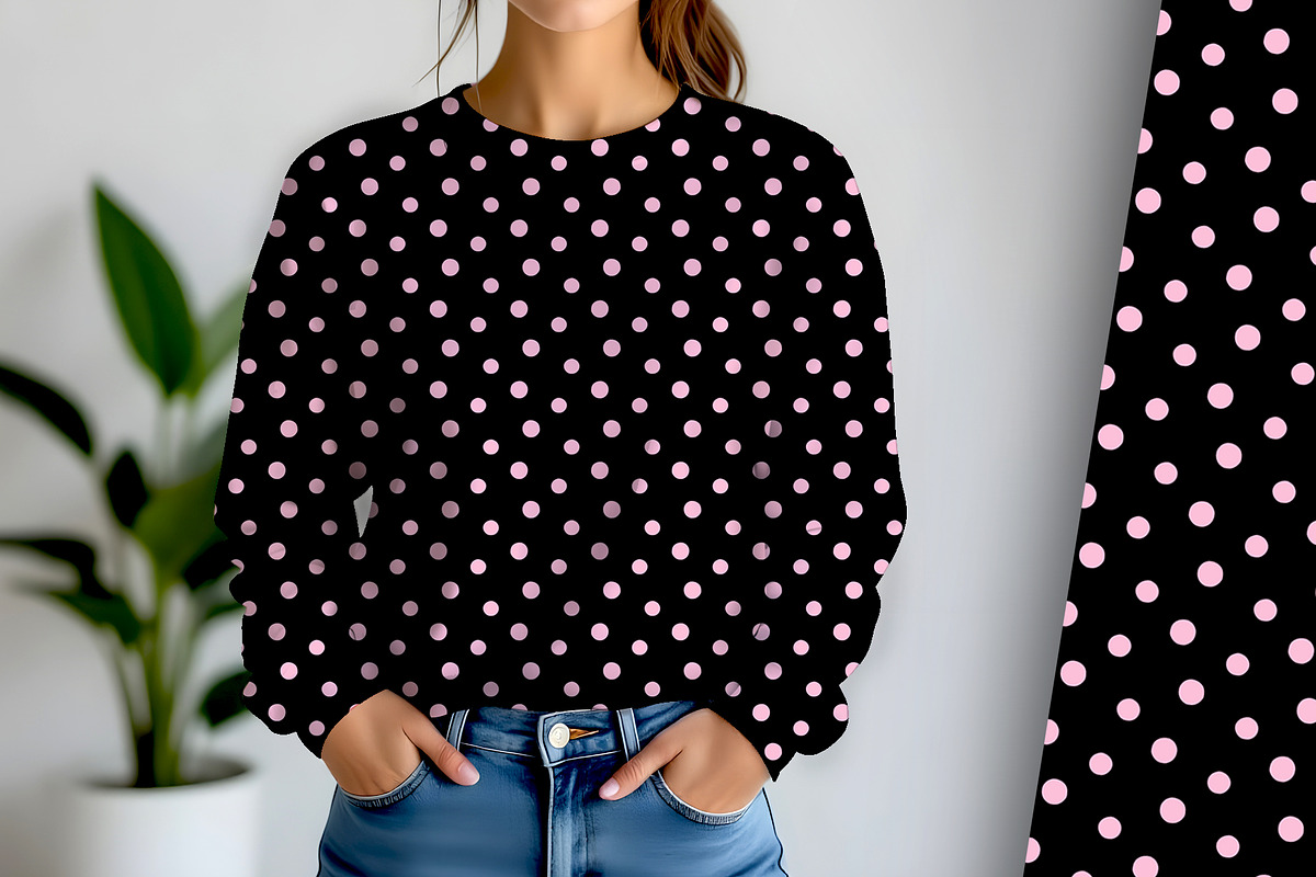 Polka Dot Pink on Black Seamless, a Pattern Graphic by Sharon Schwalbe (Photo 2 of 5)