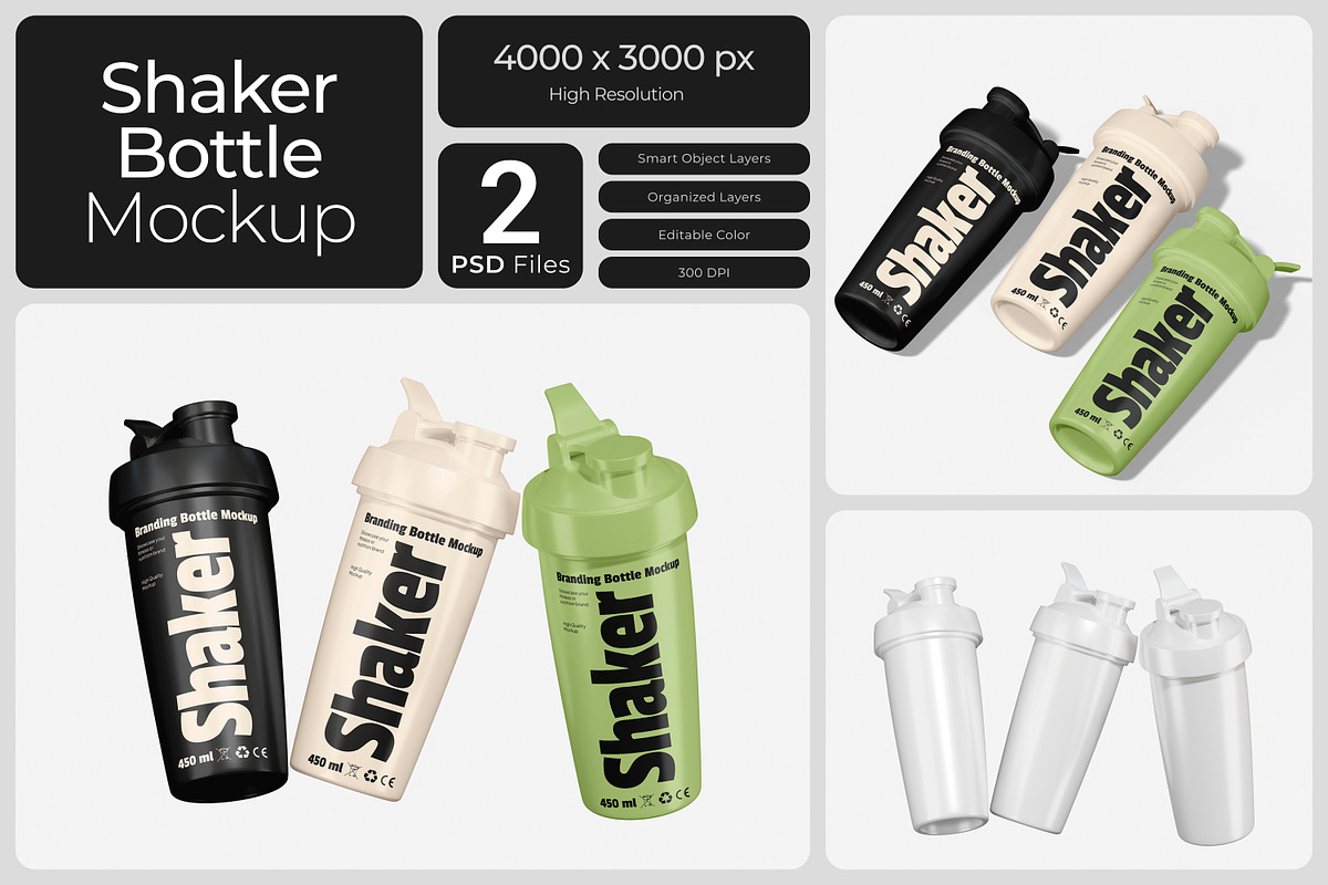 Shaker Bottle Mockup, a Cups & Container Mockup by Bartama Graphic (Photo 1 of 4)