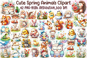 Cute Spring Animals Sublimation Clip, an Illustration by Sublimation Artist