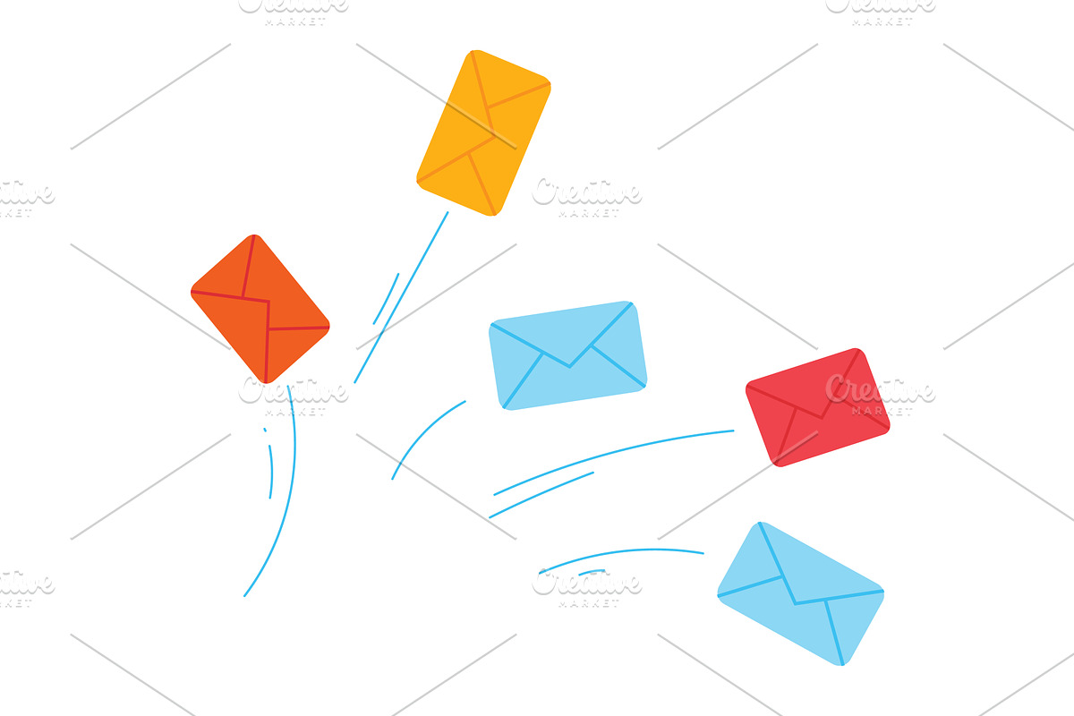 Flying envelopes animation, digital, a Technology Illustration by ...