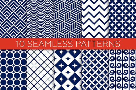 Set of geometric seamless patterns