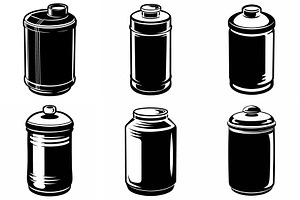 Set of Black canister vectors, an Object Graphic by Billah Hub