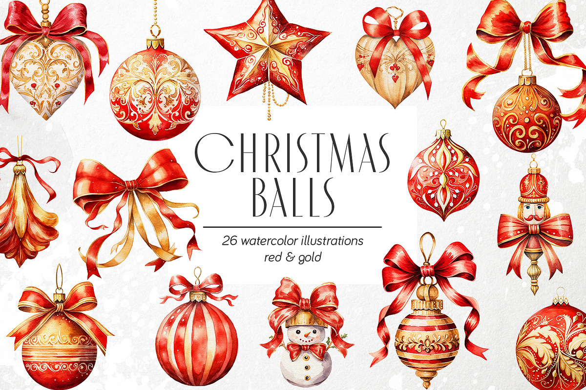 Christmas watercolor baubles - PNG, an Object Graphic by PixelJungle (Photo 1 of 4)