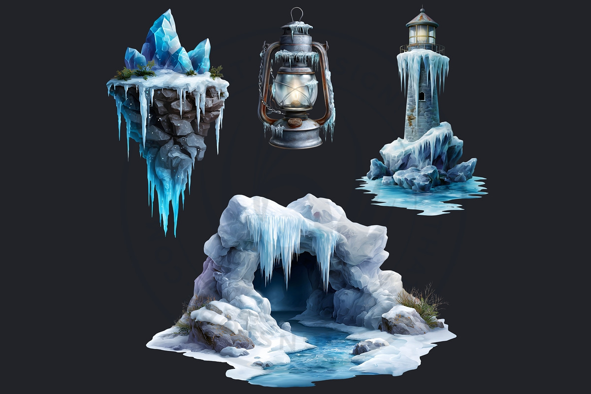 Watercolor Winter Scenes Cliparts, a Seasonal Illustration by ThatsDesignArt (Photo 10 of 17)