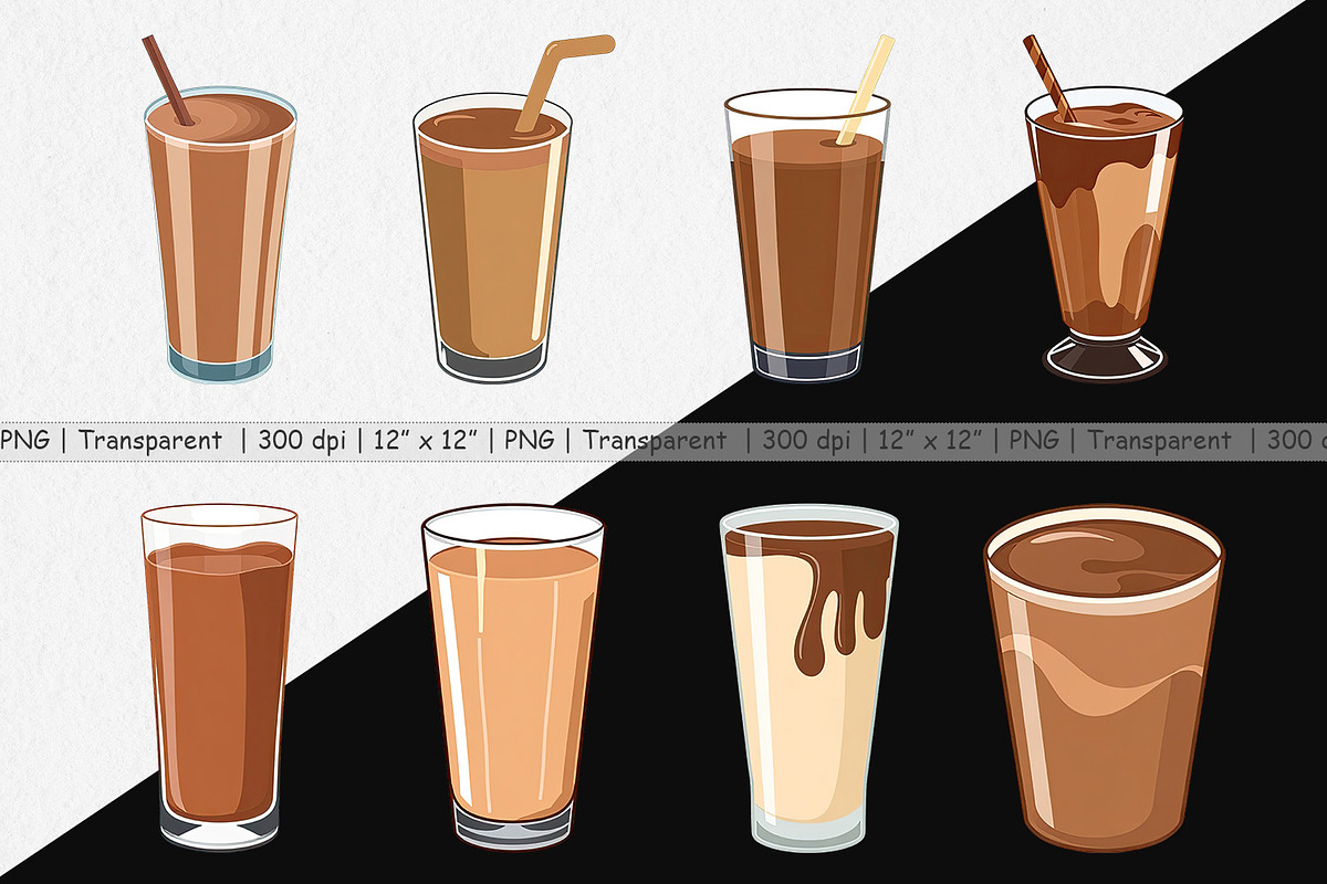 Chocolate Milk Glass Clipart, a Graphic by Artnoy (Photo 2 of 5)