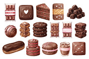 Watercolor Chocolate Dessert Clipart, a Food Illustration by Stellalunarts (Thumbnail 12 of 14)