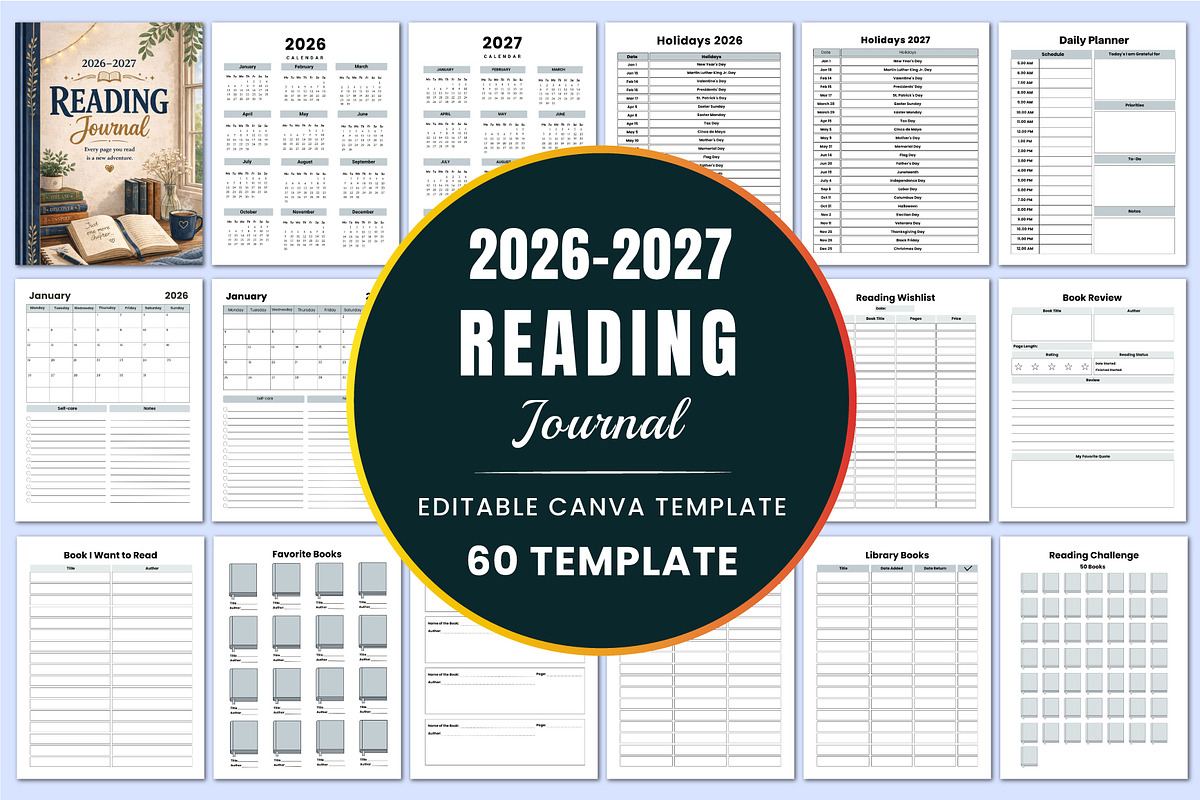 2026–2027 Reading Journal, a Stationery Template by Shumaya (Photo 1 of 5)