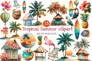 Watercolor tropical Summer clipart, an Illustration by Designworld (Thumbnail 1 of 8)