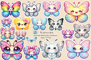 Kawaii Butterfly Stickers Bundle, an Illustration by Creative Art (Thumbnail 1 of 7)