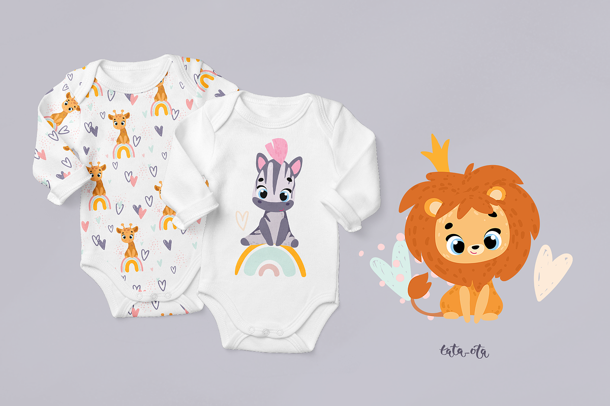 Baby animals and rainbow. clipart, an Animal Illustration by tata_ota (Photo 12 of 13)