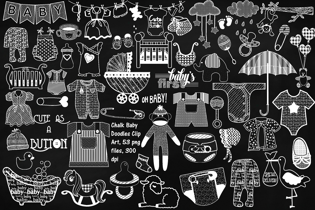 Chalk Baby Doodles ClipArt, a Food Illustration by FrankiesDaughtersDesign (Photo 1 of 5)