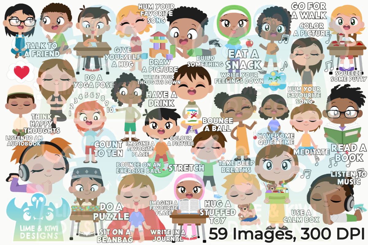 Calming Strategies Kids Clipart, an Education Illustration by Lime & Kiwi Designs (Photo 2 of 2)