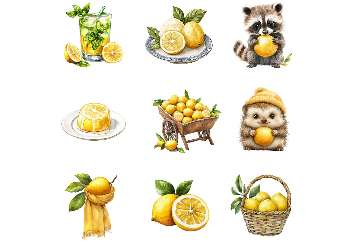 Lemon Farm Watercolor Clipart, an Illustration by Designworld (Photo 4 of 6)