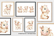 15 Bundle Watercolor Cow Kids Brown, an Animal Illustration by Morspective (Thumbnail 4 of 8)