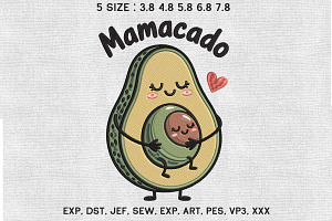 Mamacado Avocado Machine Embroidery, an Illustration by Moss Rose