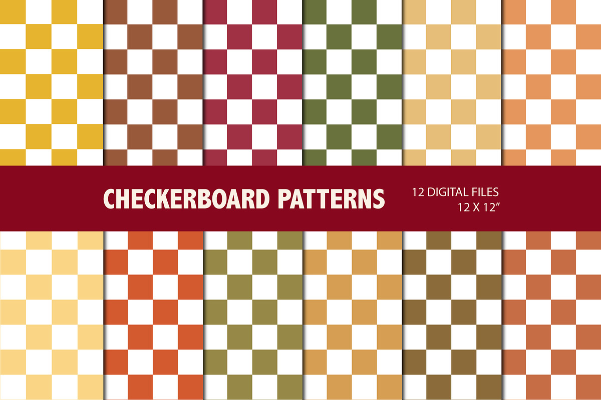 Autumn Checkerboard Patterns, a Pattern Graphic by Patterns for Dessert