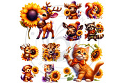 Autumn Animals & Sunflowers PNG, a Seasonal Illustration by ThatsDesignArt (Thumbnail 9 of 10)