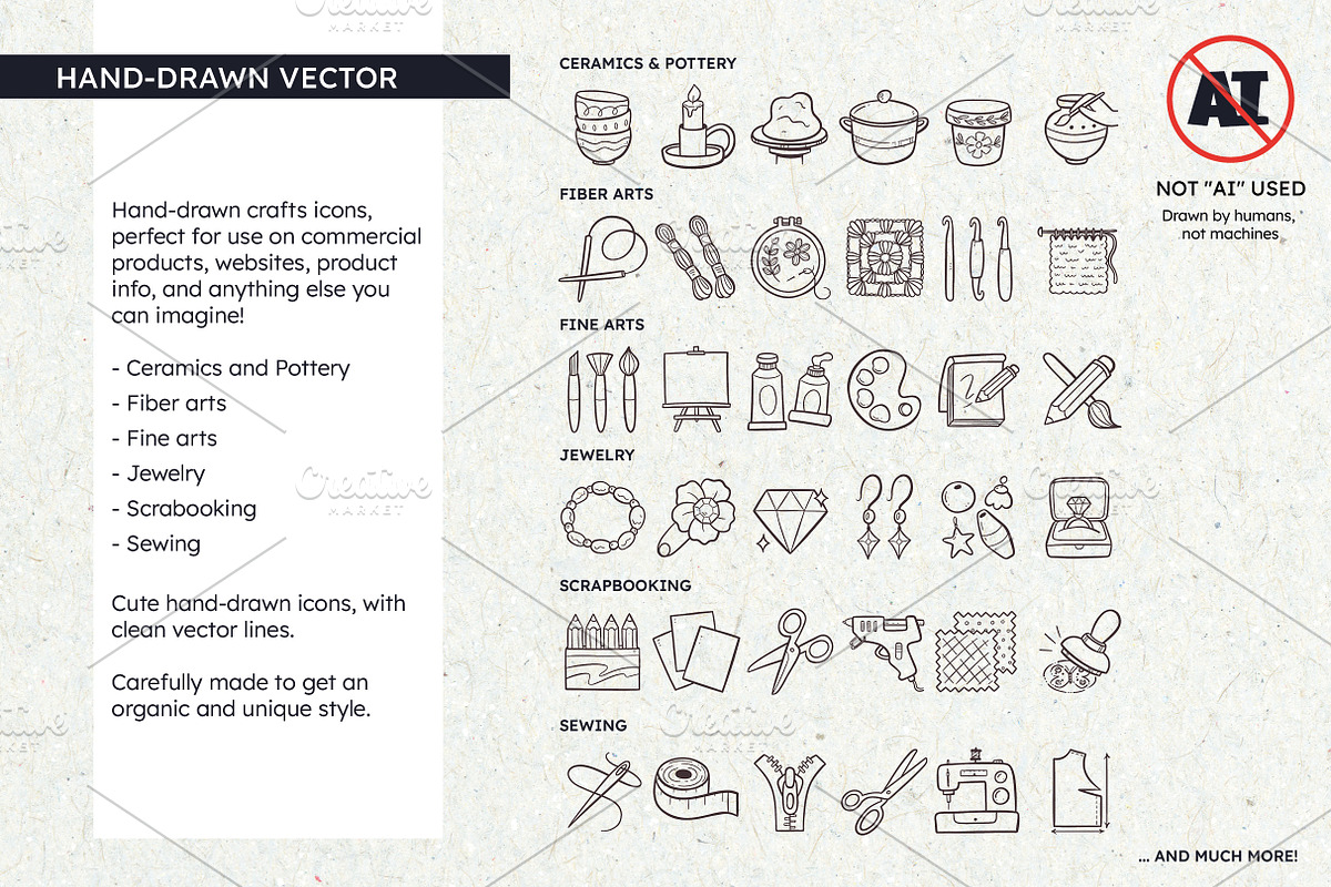 Arts and crafts Icon Set, an Outline Icon by insemar (Photo 2 of 4)