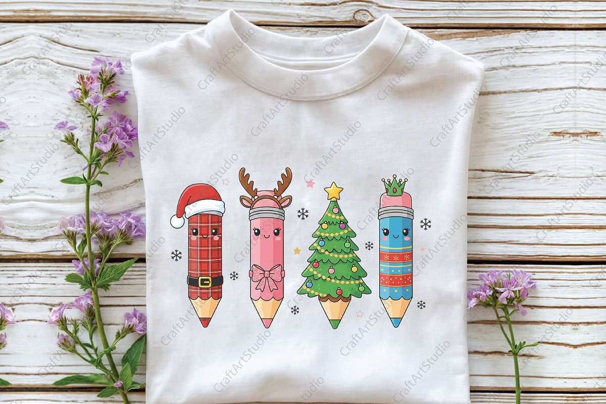 Christmas Teacher Pencils PNG, an Illustration by CraftArtStudio (Photo 2 of 4)