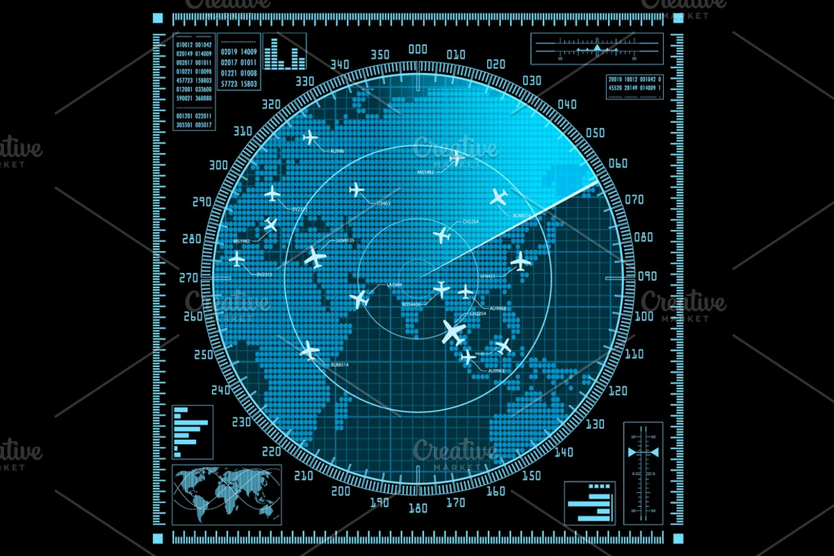 Vector radar screen with planes, a Technology Illustration by MSA-Graphics (Photo 1 of 2)