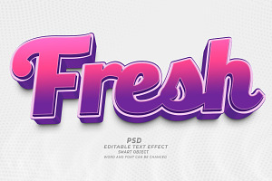 Fresh Fruits PSD 3d Editable Text