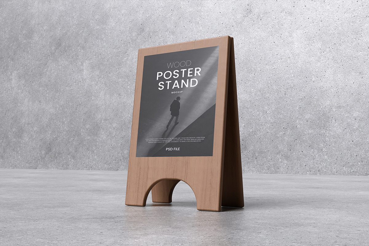 Wood Poster Stand Mockup, a Product Mockup by xavier_studio (Photo 5 of 5)