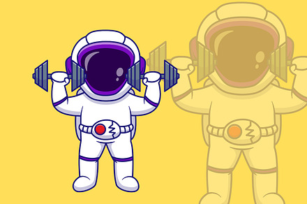 Astronaut Weight Lifting Cartoon