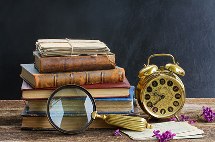 old books with clock, a School & Education Photo by Neirfy