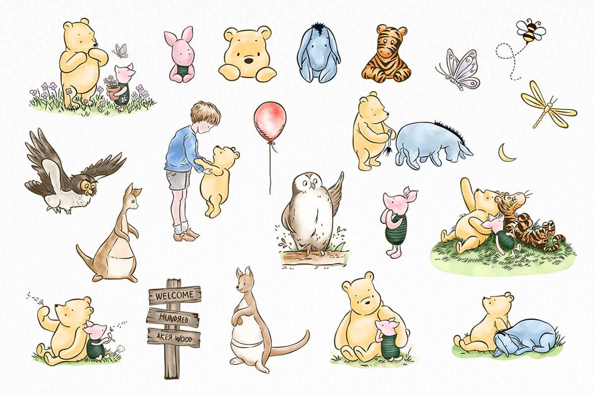 Classic Winne the Pooh Clipart, an Animal Illustration by SvetaArtStore (Photo 4 of 6)