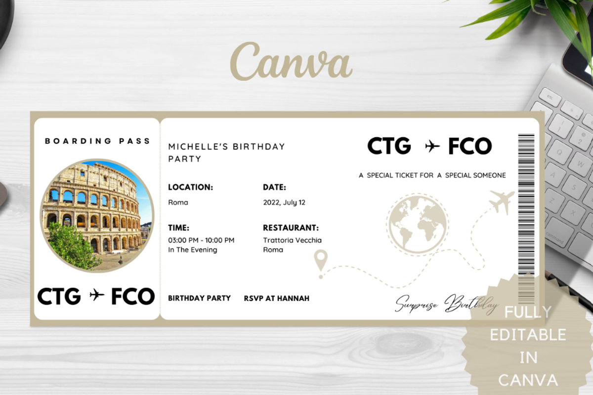 Editable Boarding Pass Template, a Card Template by YasdeyDesigns (Photo 1 of 8)