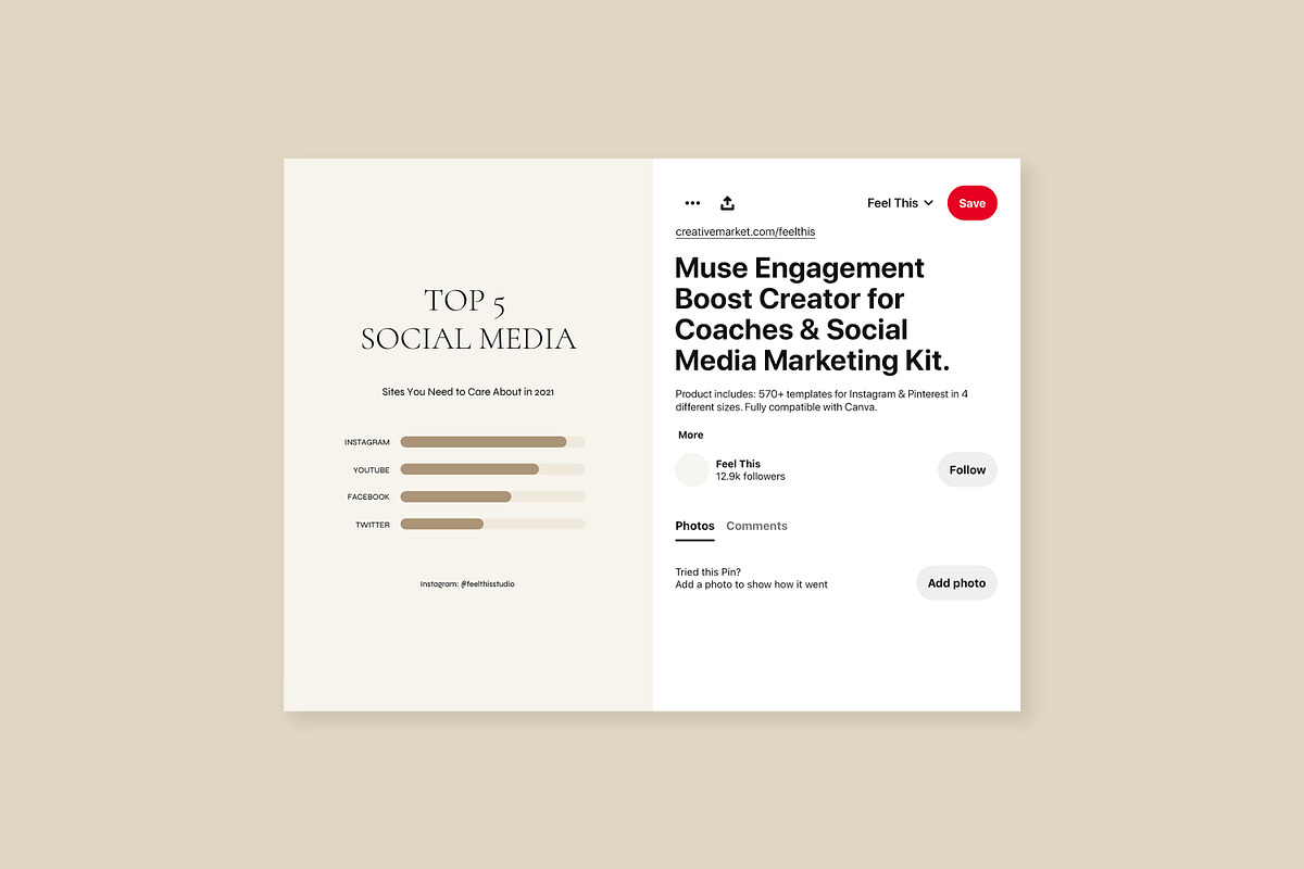 Muse Social Media Pack Canva, a Social Media Template by Feel This (Photo 23 of 32)