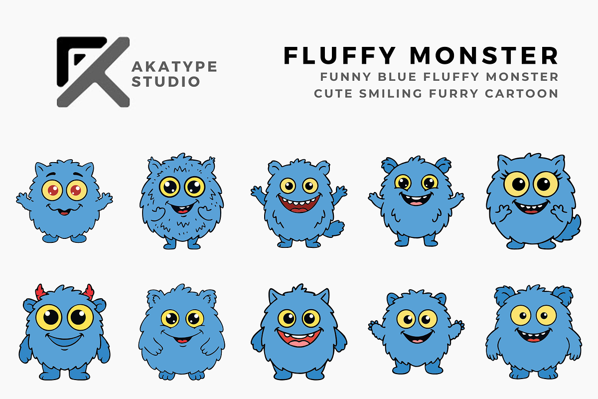 Blue Fluffy Monster, a Solid Icon by Akatype Studio (Photo 1 of 3)