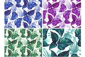 Tropical Leaves Watercolor Seamless