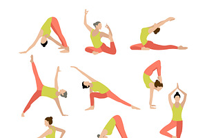 Vector yoga illustration. Yoga set.