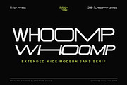 Whoomp Extended Wide Modern Typeface, a Sans Serif Font by Lettertype Studio (Thumbnail 1 of 15)