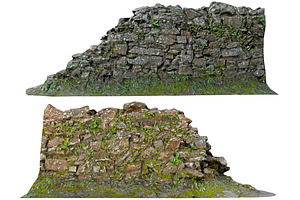 Old Mossy Stone Half Wall