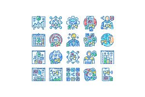 social media marketing icons hand, an Object Illustration by pikepicture
