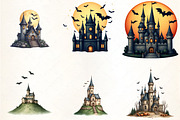 Flying Bats over Castle Clipart, an Illustration by CrexoraLab (Thumbnail 5 of 5)