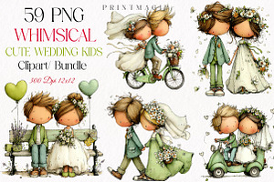 Whimsical Wedding Kids Clipart PNG, a Person Illustration by fashionaddict