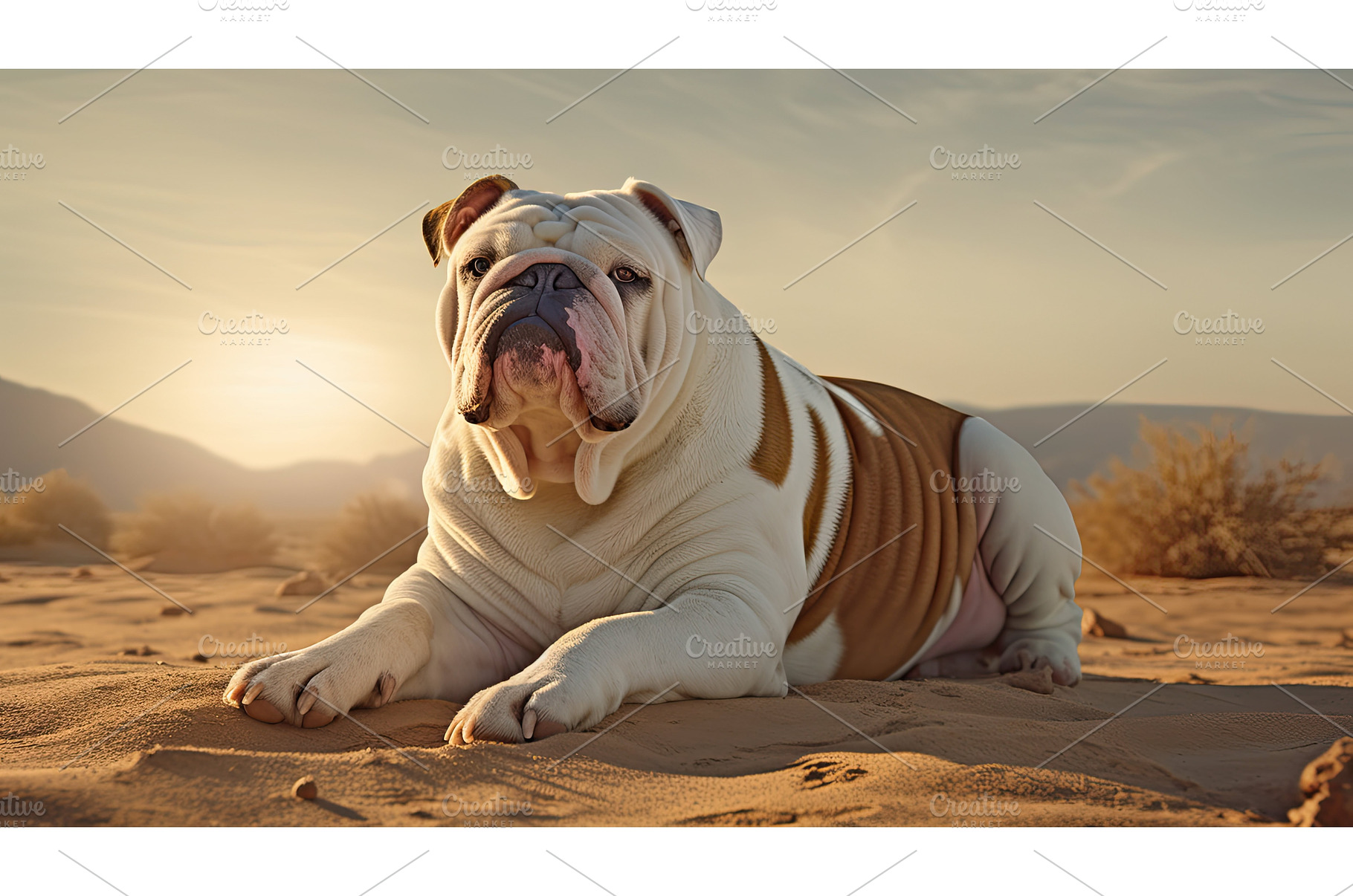 pet bulldog english white ai, an Animal Photo by pikepicture