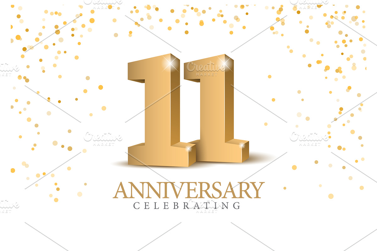 Anniversary 11. Gold card 3d numbers, a Decorative Illustration by Sunny (Photo 2 of 3)