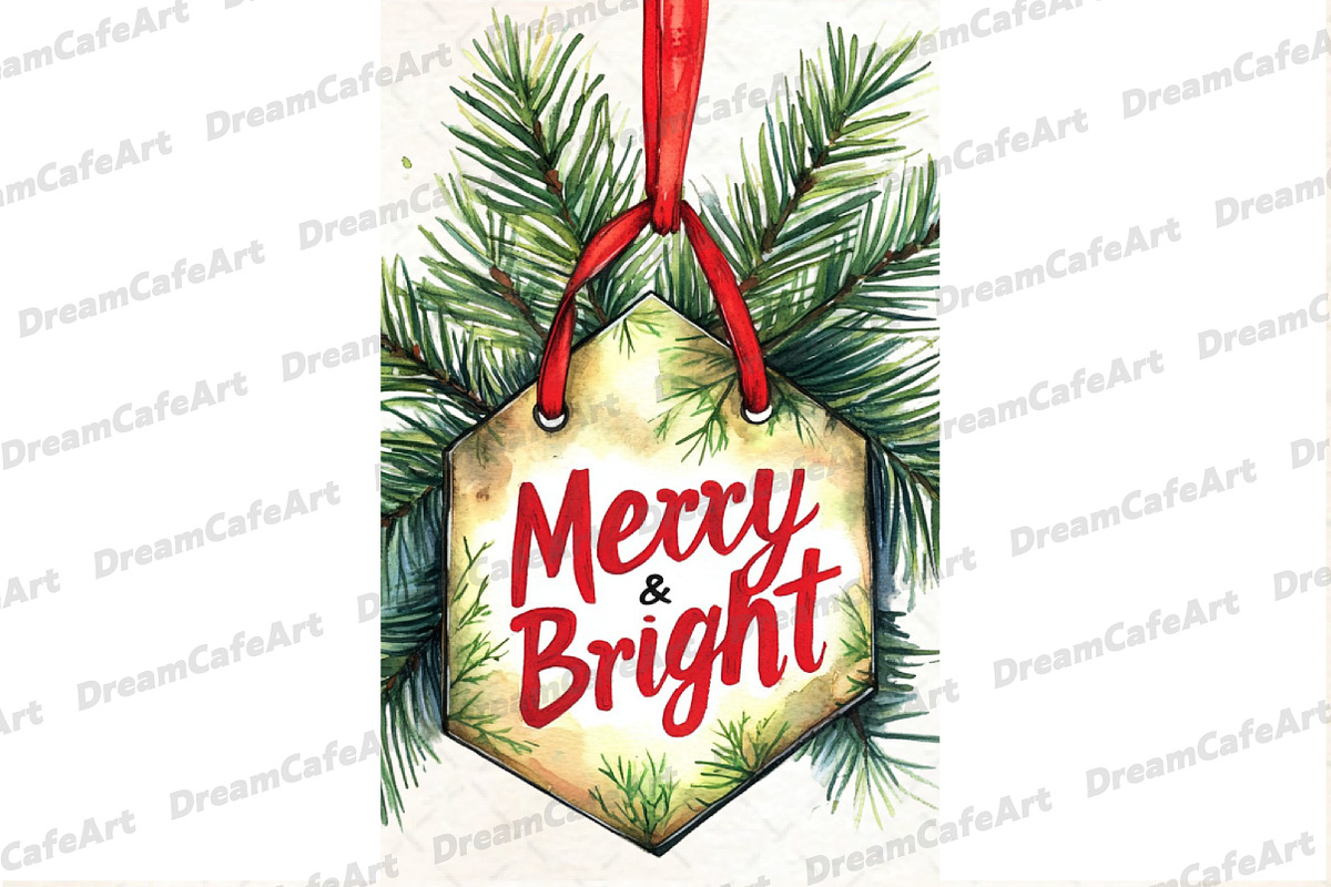 Vintage Christmas Label Sublimation, an Illustration by DreamCafeArt (Photo 5 of 5)