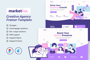 Marketiva Digital Agency Framer, an UI Kit Template by peterdraw