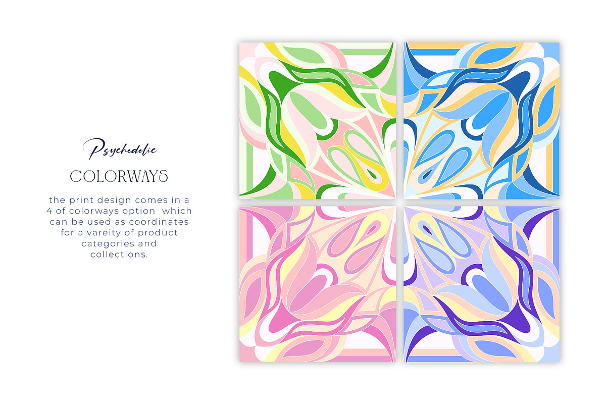 Psychedelic Retro Tile Pattern, a Pattern Graphic by ASTUDIO (Photo 2 of 8)