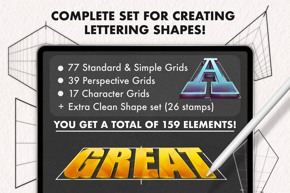 Lettering Grids for Procreate, a Brush Add-On by Magnatype (Photo 2 of 9)